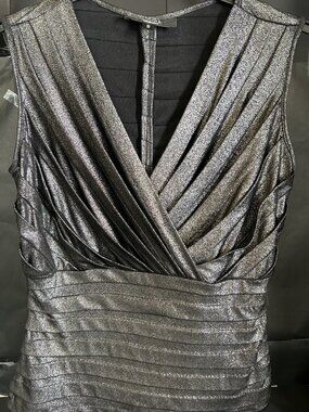 Tadashi Shoji Metallic Pleated Sleeveless Top